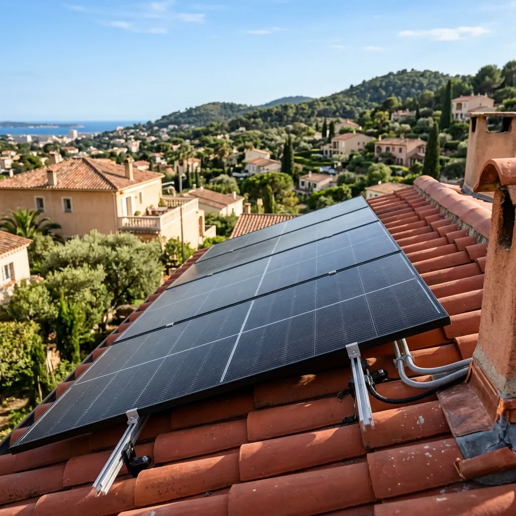 Panneaux solaires sur une maison individuelle dans le Var
